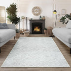 Bloom Rugs Washable Non-Slip 9' x 12' Rug - Gray/Pebble Striped Area Rug for Living Room, Bedroom, Dining Room, and Kitchen - Exact Size: 9' x 12'