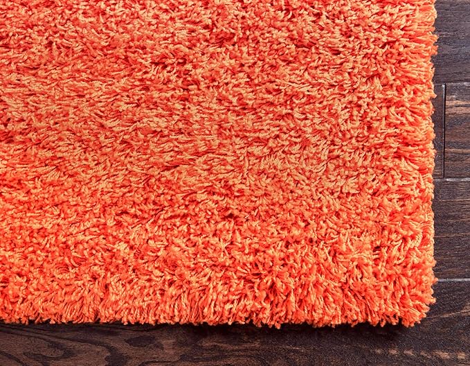 Unique Loom Solid Shag Collection Area Rug (2' 2" x 6' 5" Runner, Tiger Orange)