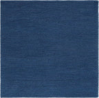 SAFAVIEH Natura Collection Area Rug - 4' Square, Navy & Blue, Handmade Wool Blend, Textured Design, Ideal for Living Room, Bedroom, Dining Space (NAT620M)