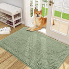 OLANLY Dog Door Mat for Muddy Paws 48x30, Absorbs Moisture and Dirt, Absorbent Non-Slip Washable Doormat, Quick Dry Chenille Mud Mat for Dogs, Entry Indoor Entryway Carpet for Inside Floor, Sage Green
