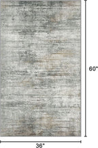 Bavni Washable Area Rug, Soft Grey Rugs Non-Slip, Thin Foldable 3x5 Rug, Modern Stain Resistant Rug for Living Room, Kitchen, Bedroom, Granite Gray