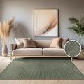 Paco Home Modern Area Rug with Raised Curved Line Pattern – Minimalist Design in Green, Size: 6'7" x 9'6"