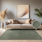 Paco Home Modern Area Rug with Raised Curved Line Pattern – Minimalist Design in Green, Size: 5'3" x 7'7"