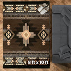 YHSF South West Native American Area Rug C318 - Easy Clean, Thick, Soft, Durable Native Tribal American Indian Inspired Rug for Bedroom/Living Room and More - Chocolate Brown, 8 Feet x 10 Feet