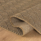 Easy Jute Rugs 2x7 Herringbone Natural Color Living Room Indoor Outdoor Runner Rug for Patio and Kitchen Rug High Traffic Washable Easy to Clean Solid Boho Woven Design Carpet (2 x 7)