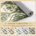 EnHomee Area Rugs 5x7, Soft Washable Rugs for Living Room Bedroom, Boho Non Slip Low Pile Stain Resistant Washable Rug Large Carpet for Dining Room,Easy to Clean Living Room Rug, Green