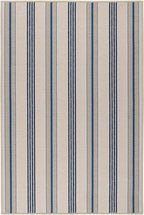 Dash and Albert Nimes Ticking Machine Washable Area Rug - 4' x 6' Neutral Stripe Washable Accent Rug - Durable, High Traffic Areas Kitchen, Mudroom, Hallways