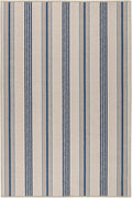 Dash and Albert Nimes Ticking Machine Washable Area Rug - 6' x 9' Neutral Stripe Washable Accent Rug - Durable, High Traffic Areas Kitchen, Mudroom, Hallways