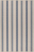 Dash and Albert Nimes Ticking Machine Washable Area Rug - 3' x 5' Neutral Stripe Washable Accent Rug - Durable, High Traffic Areas Kitchen, Mudroom, Hallways