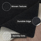 IOHOUZE Washable Runner Rug 2.6x12 Non Slip Rubber Backed Extra Long Hallway Runner Entryway Runner Indoor, Kitchen Rugs Woven Cotton Floor Carpet for Hall Entrance Stair, Black/Grey
