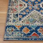 SAFAVIEH Madison Collection Area Rug - 9' x 12', Navy & Beige, Boho Diamond Distressed Design, Non-Shedding & Easy Care, Ideal for High Traffic Areas in Living Room, Bedroom (MAD418M)