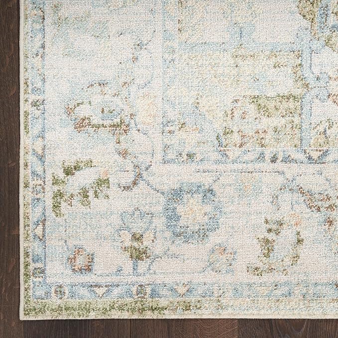 Nourison Home Astra Machine Washable Blue Green 9' x 12' Area Rug - Easy Clean, Non Shedding, Bed Room, Living Room, Dining Room, Kitchen (9' x 12')