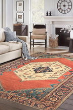 Keen Home Design 9x12 Rug - Machine Washable Area Rug with Non-Slip Backing, Ideal for Living Room, Dining Room, Bedroom - Vintage, Easy Clean, Durable, Low Pile Rug - (9' x 12')