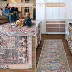 Washable Area Rug. Modern Farmhouse. Vintage. Turkish. Bohemian. Distressed. Oriental. Traditional. Rugs for Living Room. Dining. Bedroom. Office. Entryway. Foyer. (858RM, 7'5" x 9'8")