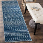 Lahome Moroccan Extra Long Runner Rugs for Hallways, 2.5x12 Rug Runner Washable Ultra-Thin Carpet Non Slip, Faux Wool Soft Modern Floor Print Mat for Entryway Stair (Blue, 2'5''x12')