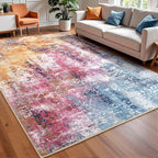 Washable Abstract Rug, 6x9 Modern Area Rugs with Non-Slip Rubber Backed for Living Room, Thin but Soft Contemporary Carpet Kitchen Bedroom Dining Room Decor, Galaxy
