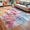 Washable Abstract Rug, 3x5 Modern Area Rugs with Non-Slip Rubber Backed for Bedroom, Thin but Soft Contemporary Carpet Kitchen Living Room Decor, Galaxy