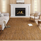 Eleisa Modern Vintage 8x10 Herringbone Chevron Area Rug for Living Room, Brown, Non-Slip Stain Resistant Washable Rug, Farmhouse Home Decor Carpet for Bedroom, Kitchen, Dining Room