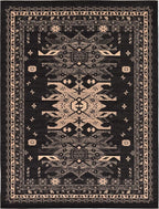 Unique Loom Taftan Collection Border Geometric Tribal Inspired Design Area Rug (7' 0 x 10' 0 Rectangular, Black/ Gray)