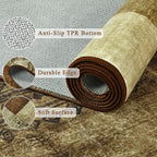 Tepook Modern Area Rug for Living Room, 6x9 Geometric Large Rugs for Bedroom, Washable Patchwork Rug Indoor Non-Slip Throw Carpets for Dining Room Office Farmhouse Home Decor, Brown
