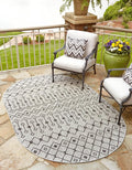 Unique Loom Outdoor Trellis Collection Area Rug - Tribal Trellis (5' 3" x 8' Oval, Gray/ Black)