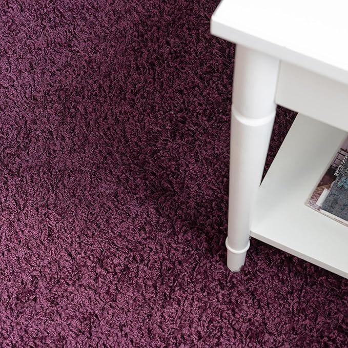 Unique Loom Solid Shag Collection Area Rug (2' 2" x 6' 7" Runner Eggplant Purple)