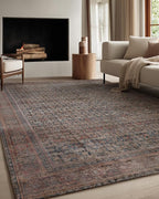 Kuden 8x10 Large Area Rug, Machine Washable Area Rug with Non-Slip Backing, Vintage Style, Soft, Easy Clean, Low Pile Rug for Living Room, Bedroom, Dining Room