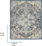 Livabliss Area Rugs - 8x10 Odelia Vintage Boho Blue Aqua Slate Area Rug for Living Room Bedroom - Floral Medallion Stain Resistant Carpet for Kitchen, Nursery, Office (7'10" x 10')