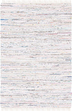 SAFAVIEH Rag Rug Collection Accent Rug - 4' x 6', Ivory & Multi, Handmade Boho Stripe Cotton, Ideal for High Traffic Areas in Entryway, Living Room, Bedroom (RAR121G)