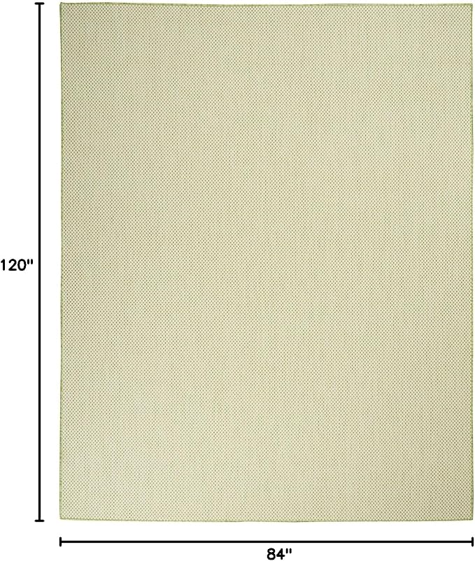 Nourison Home Courtyard Ivory Green 7' x 10' Area Rug - Easy Clean, Non Shedding, Bed Room, Living Room, Dining Room, Kitchen (7' x 10')
