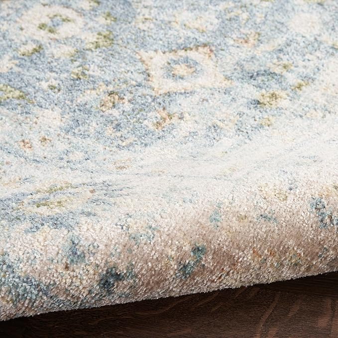 Nourison Home Astra Machine Washable Teal Beige 4' x 6' Area Rug Easy Clean, Non Shedding, Bed Room, Living Room, Dining Room, Kitchen (4' x 6')