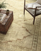 Loloi Magnolia Home by Joanna Gaines Sinclair Collection SIN-02 Khaki/Tobacco 2'-3" x 3'-9", .25" Pile Height, Machine Washable, Accent Rug