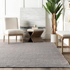 nuLOOM 5x8 Elfriede Jute & Cotton Hand Woven Area Rug, Grey, Solid Rustic Farmhouse Style, Weaved Design, Natural Fiber, For Bedroom, Living Room, Dining Room, Hallway, Office, Entryway