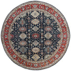 Power Black Hand Knotted All Over Pattern Pure Wool Round Oriental Rug (10'x10')