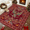 6x9 Area Rugs Living Room Rug: Christmas Washable Rug Floral Soft Carpet Indoor Floor Non-Slip Boho Stain Resistant Large Carpets for Bedroom Kids Nursery Dining Room Farmhouse Home Office Red