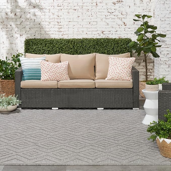 Nourison Home Versatile Silver Grey 9' x 12' Area Rug - Easy Clean, Non Shedding, Bed Room, Living Room, Dining Room, Kitchen (9' x 12')
