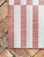 Unique Loom Outdoor Collection Classic Stripes, Transitional Indoor & Outdoor Area Rug, Rectangular 2' 0" x 6' 0", Red/Ivory