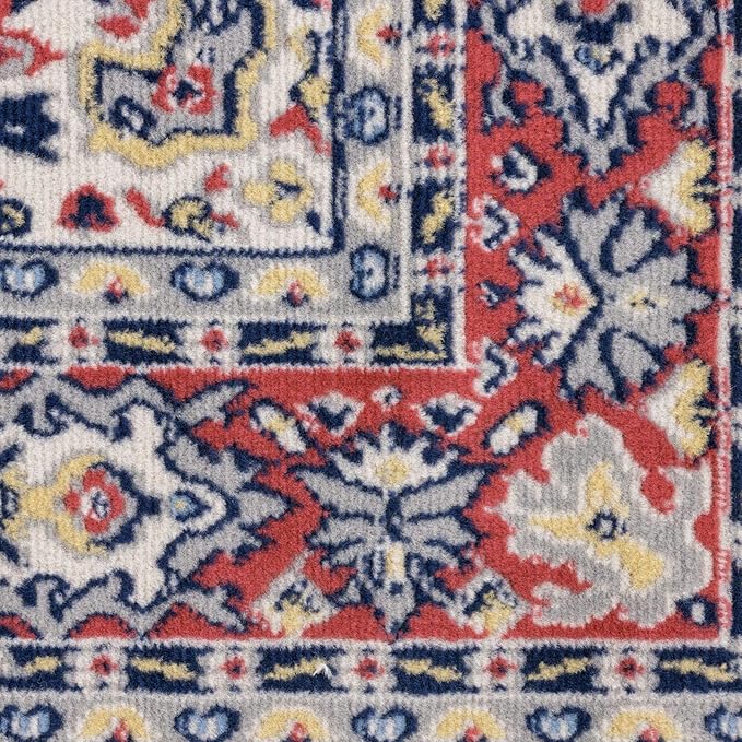 Home Dynamix Premium Sakarya Traditional Medallion Border Area Rug, Ivory/Red, 7'9"x10'8" Rectangle