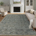Area Rug 8x10 Gray Living Room Washable Vintage Carpet Non Slip Indoor Retro Traditional Grey Accent Throw Large Rug for Office Bedroom Dining Room Playroom