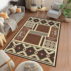 UNREASTO Western Area Rugs 6x8ft Vintage Country Southwestern Native Botanical Farmhouse Rug Floor Mats, Rustic Pine Cone Non-Slip Washable Throw Rugs for Hallway Living Room Bedroom Hardwood Floors