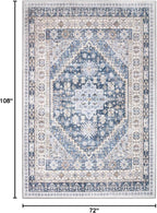 zesthome 6x9 Area Rug, Super Soft Washable Rugs for Living Room, Non-Slip Stain Resistant Vintage Rugs, Ultra-Thin Large Area Rugs (Blue/Beige,6'x9')