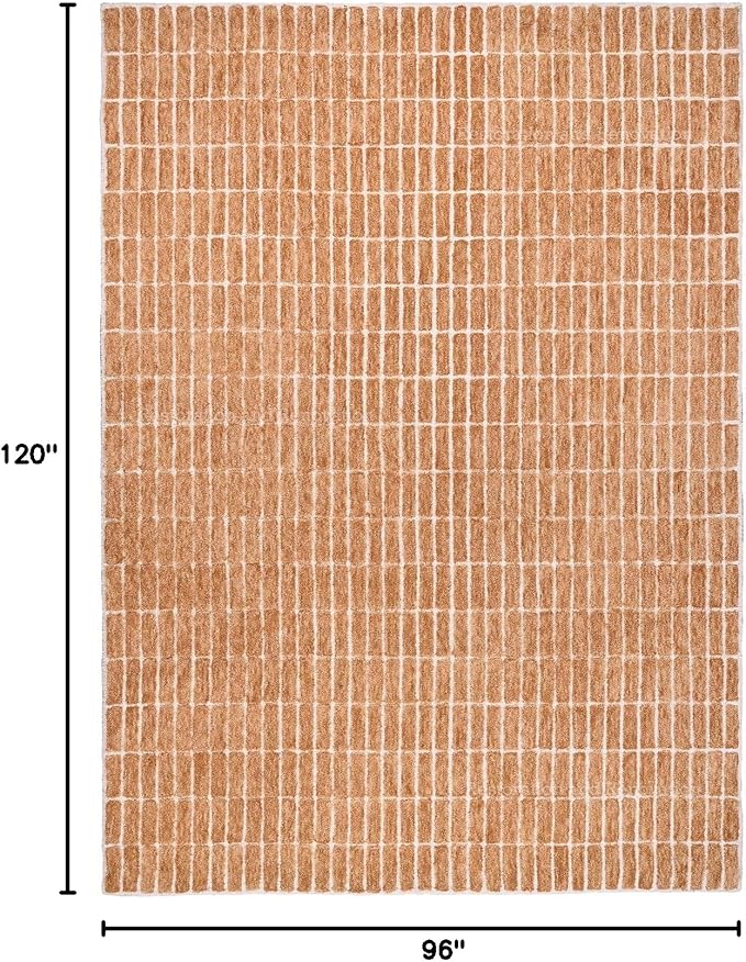 Hand-Tufted 100% Wool Area Rug – Unique Modern Geometric Grid Pattern, Soft Plush Textured Carpet for Living Room, Bedroom, Dining Room & Entryway (Gold, 4' x 6')