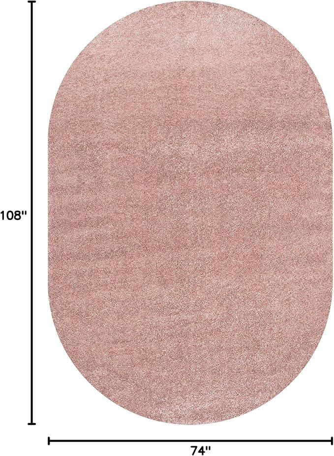 Eyely UES100P-6OV Supersoft Haze Solid Low-Pile Indoor Area Rug, Coastal, Bohemian, Minimalist, Classic, Casual for Bedroom,Kitchen,Living Room,Non Shedding,Easy-Washing, Pink, 6 X 9 Oval