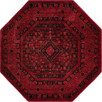 Unique Loom Tekke Collection Area Rug - Sheibani (5' Octagon, Red/ Black)