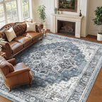 9x12 Large Area Rugs for Living Room Ultra-Soft Washable Rug Vintage Distressed Non-Slip Low Pile Stain Resistant Carpet for Bedroom Dining Room Kitchen Office