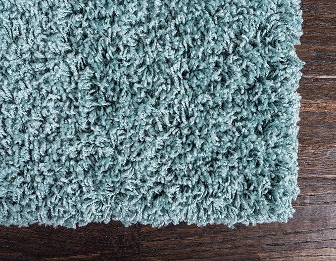 Unique Loom Solid Shag Collection Area Rug (7' 1" x 10' Rectangle, Light Slate Blue)