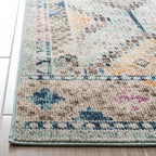 SAFAVIEH Madison Collection Area Rug - 5' Square, Blue & Yellow, Boho Diamond Distressed Design, Non-Shedding & Easy Care, Ideal for High Traffic Areas in Living Room, Bedroom (MAD418K)