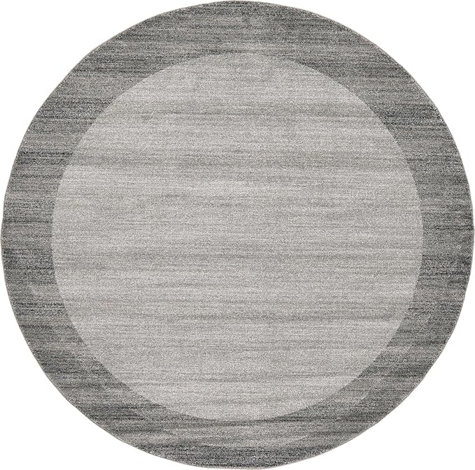 Rugs.com Angelica Collection Rug – 8 Ft Round Light Gray Medium Rug Perfect for Kitchens, Dining Rooms