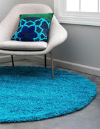 Unique Loom Solid Shag Collection Area Rug (8' Round, Turquoise)