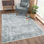 Bloom Rugs Caria Washable Non-Slip 6x9 Rug - Ivory/Black Geometric Area Rug for Living Room, Bedroom, Dining Room, and Kitchen - Exact Size: 6' x 9'